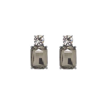 Slate Gem with Crystal Earrings