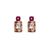 Amber and Pink Mini Gem Earring in Antique Gold