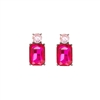 Hot Pink and Light Pink Mini Gem Earring in Antique Gold