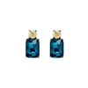 Petrol and Amber Mini Gem Earring in Antique Gold