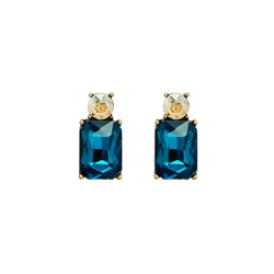 Petrol and Amber Mini Gem Earring in Antique Gold
