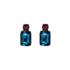 Petrol and Burgundy Mini Gem Earring in Antique Gold