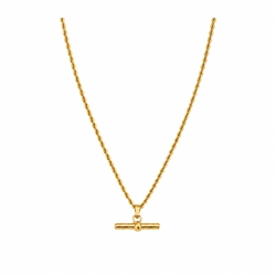 Rope Chain T-bar Necklace in Gold