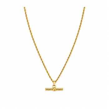 Rope Chain T-bar Necklace in Gold