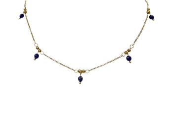 Natural Stone and Ball Necklace in Navy