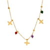 Drop Flower and Bead Necklace