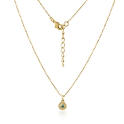 Embossed Disc Necklace in Turquoise and 18K Gold Plate