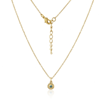 Embossed Disc Necklace in Turquoise and 18K Gold Plate