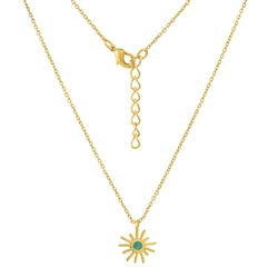 Sunburst Necklace in 18K Gold Plate & Amazonite