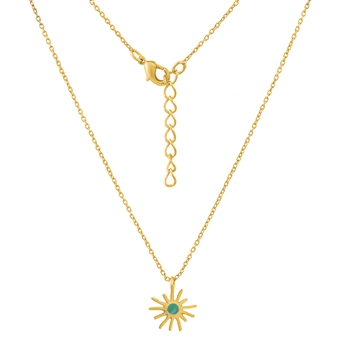 Sunburst Necklace in 18K Gold Plate & Amazonite