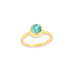 Faceted Stone Ring in 18K Gold Plate & Amazonite