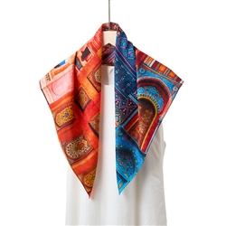 Silk Blend Neck Scarf in Mosaic Multi