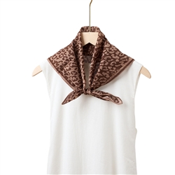 Silk Blend Neck Scarf in Brown Leopard