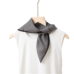 Silk Blend Neck Scarf in Black and White Stripe